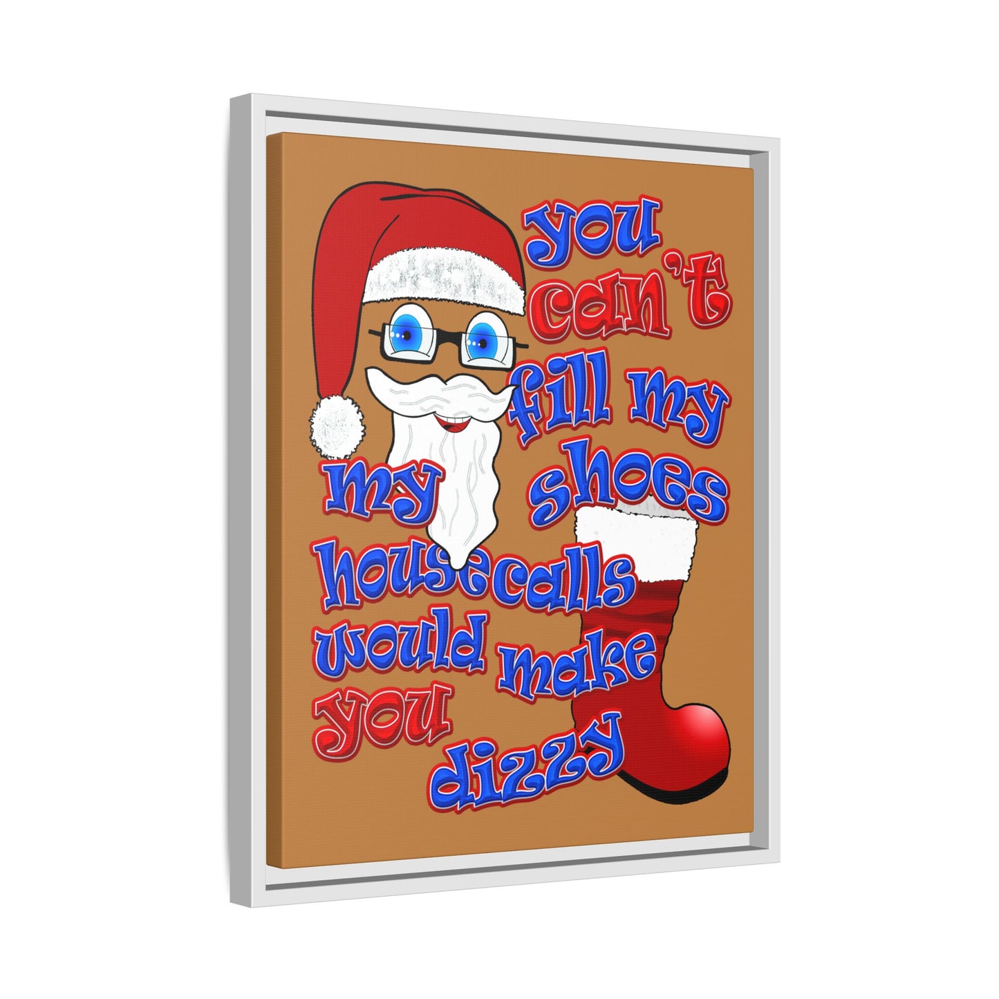 santa's shoes - framed canvas art (light brown)