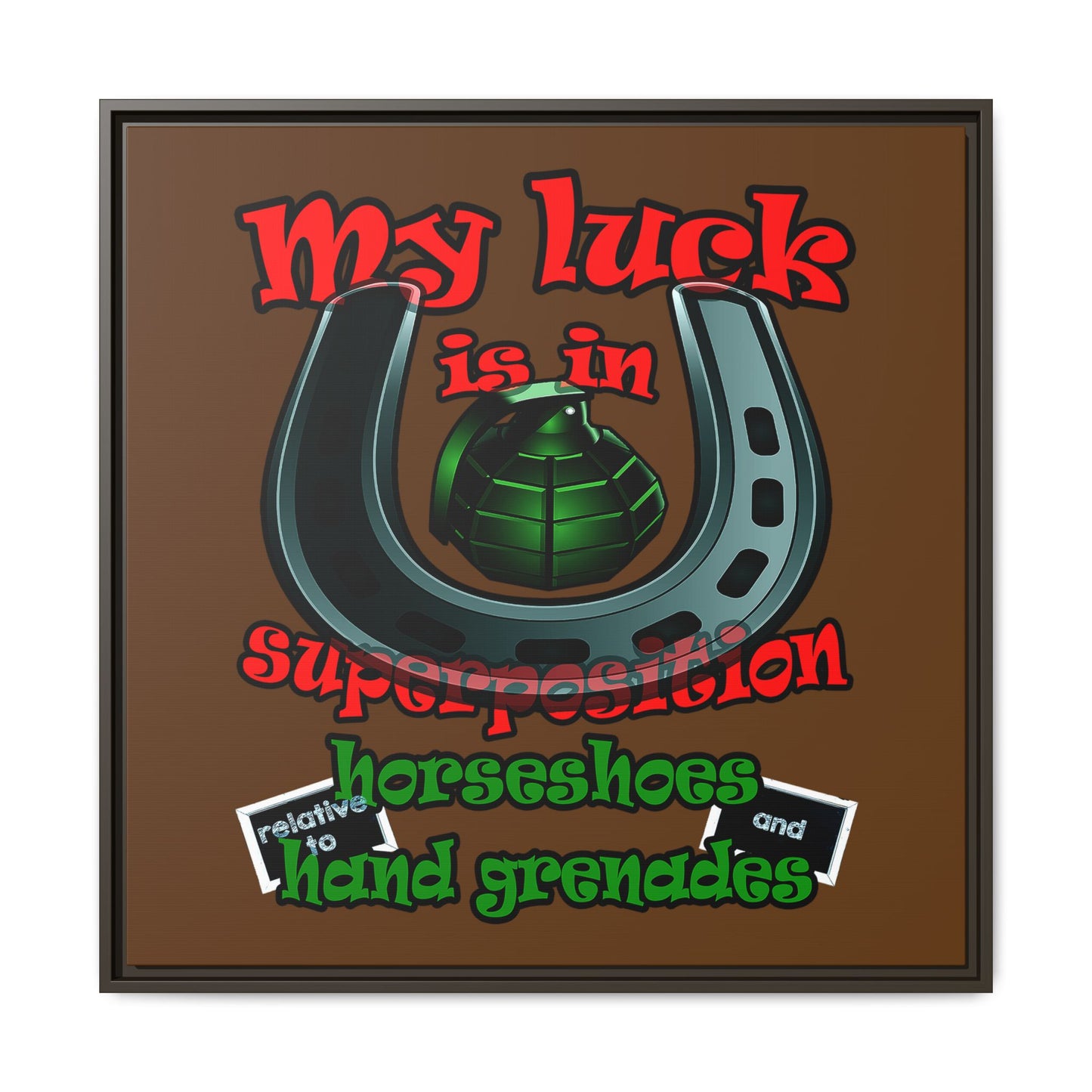 my luck - framed canvas art (brown)