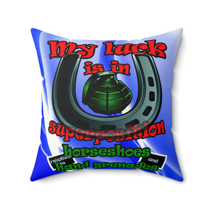 my luck - Faux Suede Square Pillow - (blue-white wave)