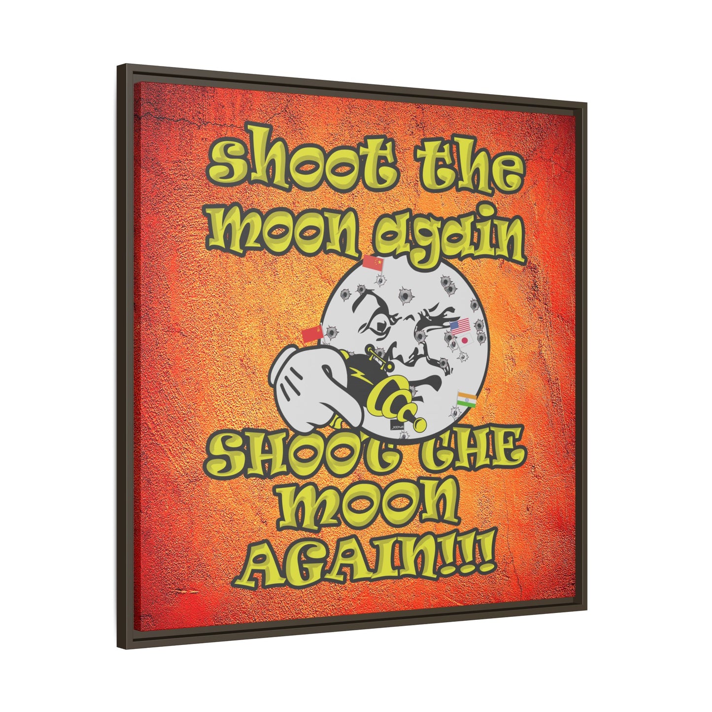 shoot the moon again - framed canvas art (burnt orange)