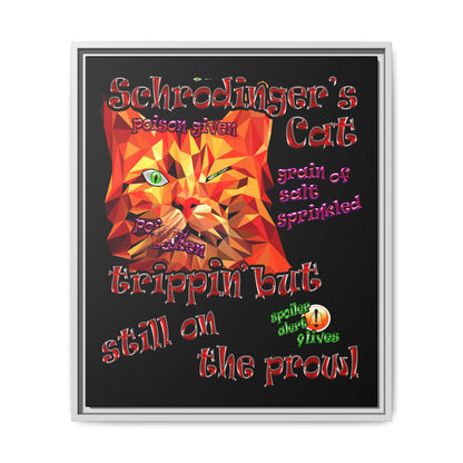 schrodinger's cat - framed canvas art (black)