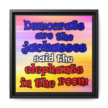 donkeys and elephants - framed canvas art (color blur)