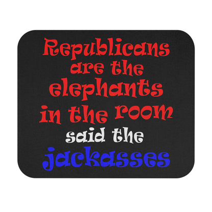 donkeys and elephants - Mouse Pad (Rectangle) (black)