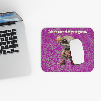 I don't care that your green - Mouse Pad (Rectangle) (pink swirl)