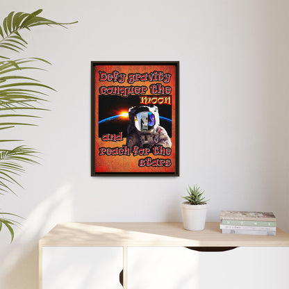 defy conquer reach - framed canvas art (burnt orange)