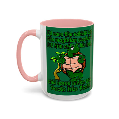 turtle race - Accent Mug (dark green)