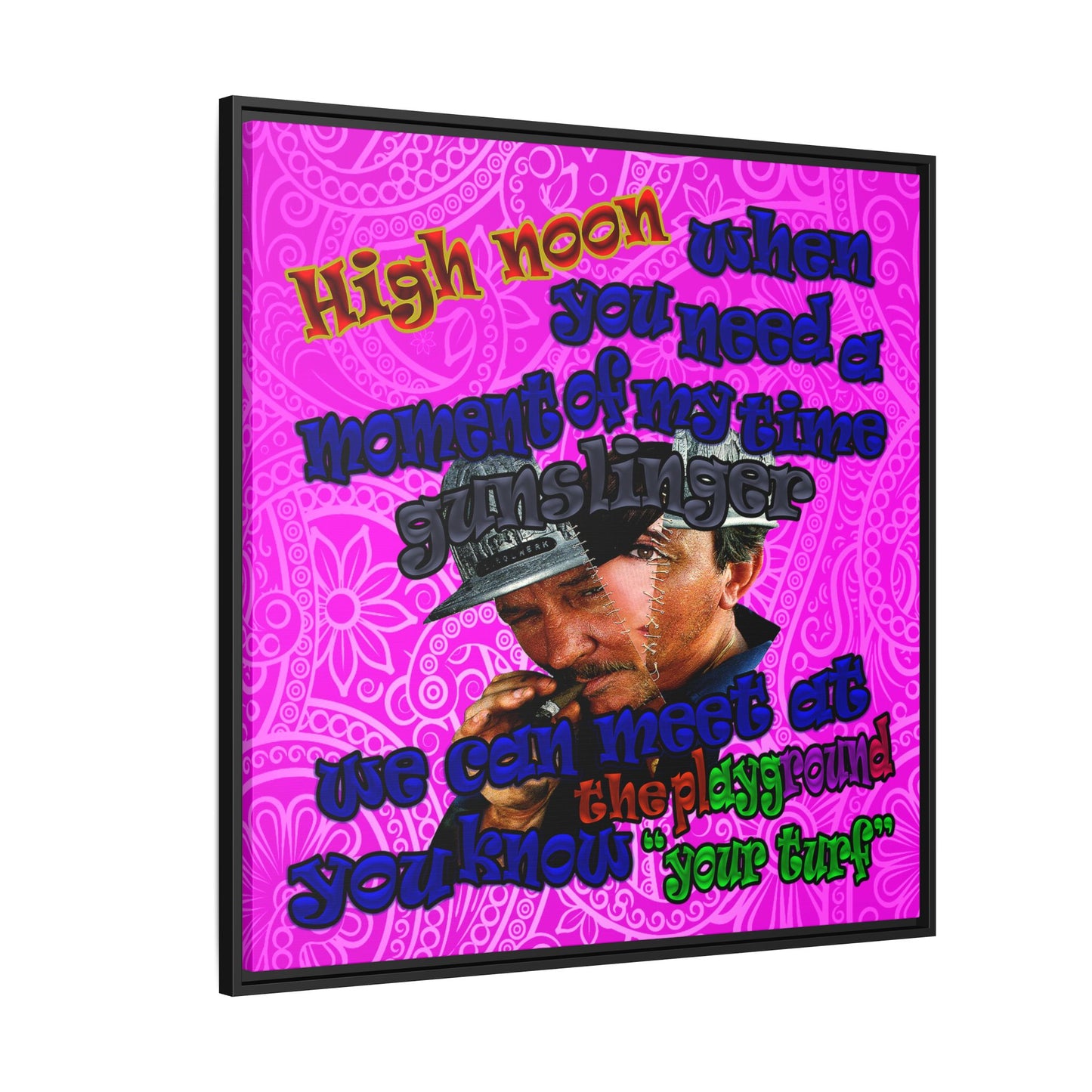 high noon - framed canvas art (pink swirl)
