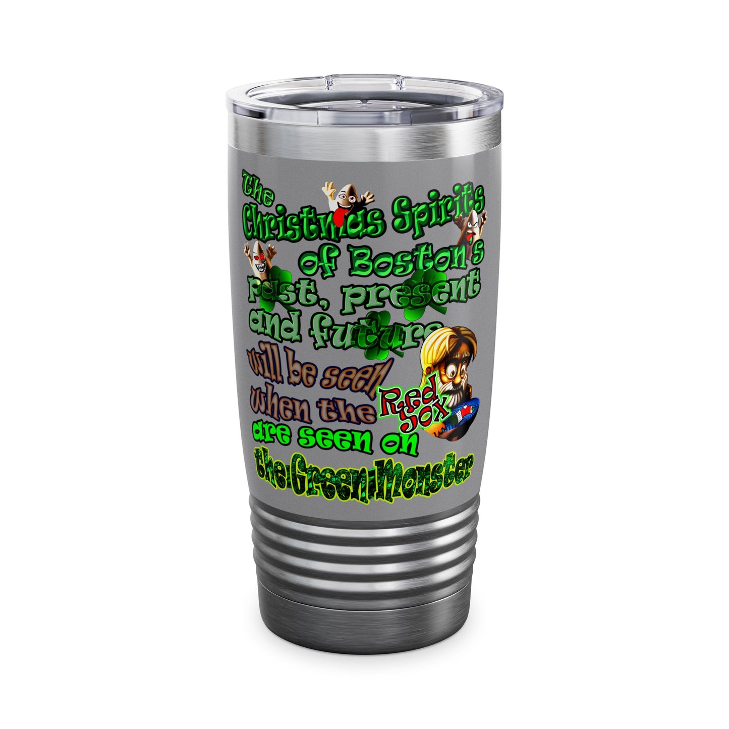 christmas spirits of boston - Ringneck Tumbler, 20oz (grey)