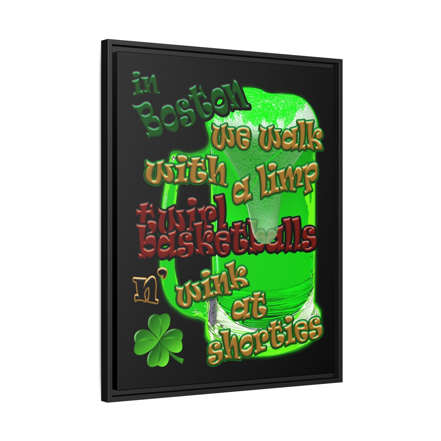 celtics logo - framed canvas art (black)