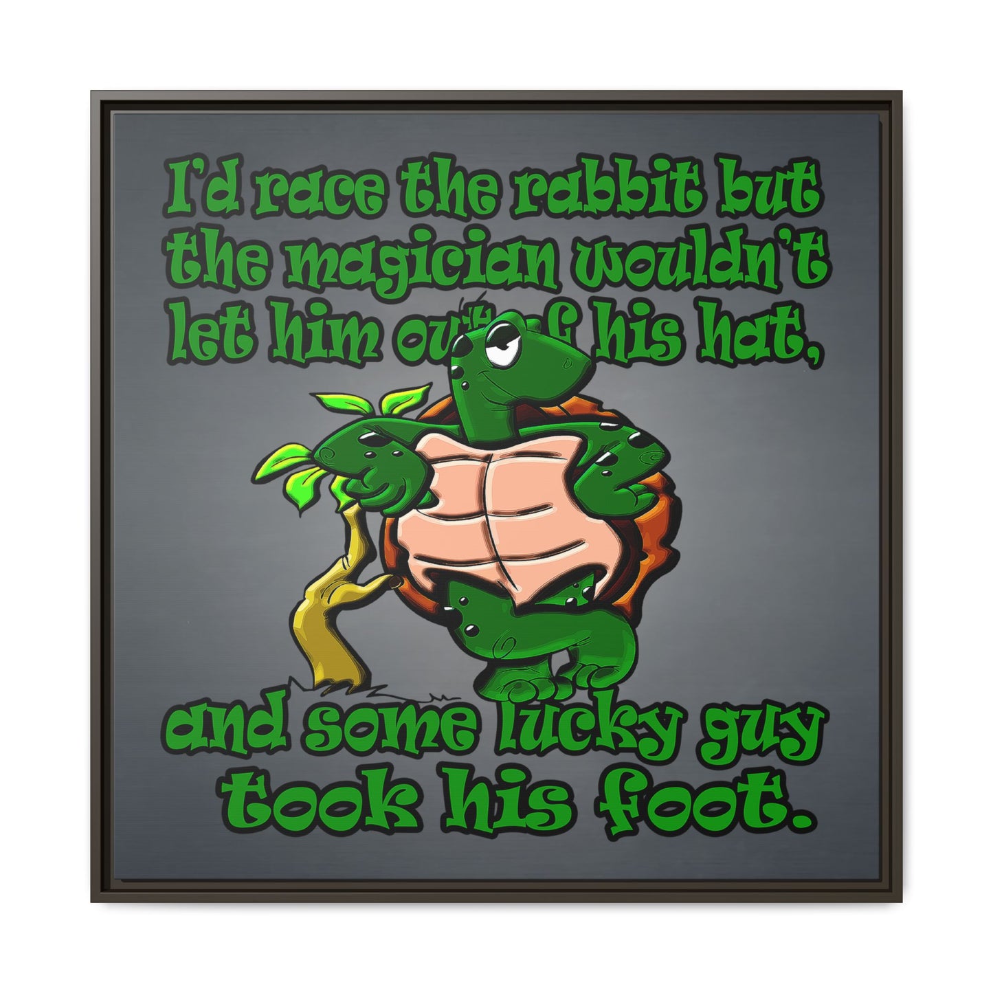 turtle race - framed canvas art (grey-light grey)