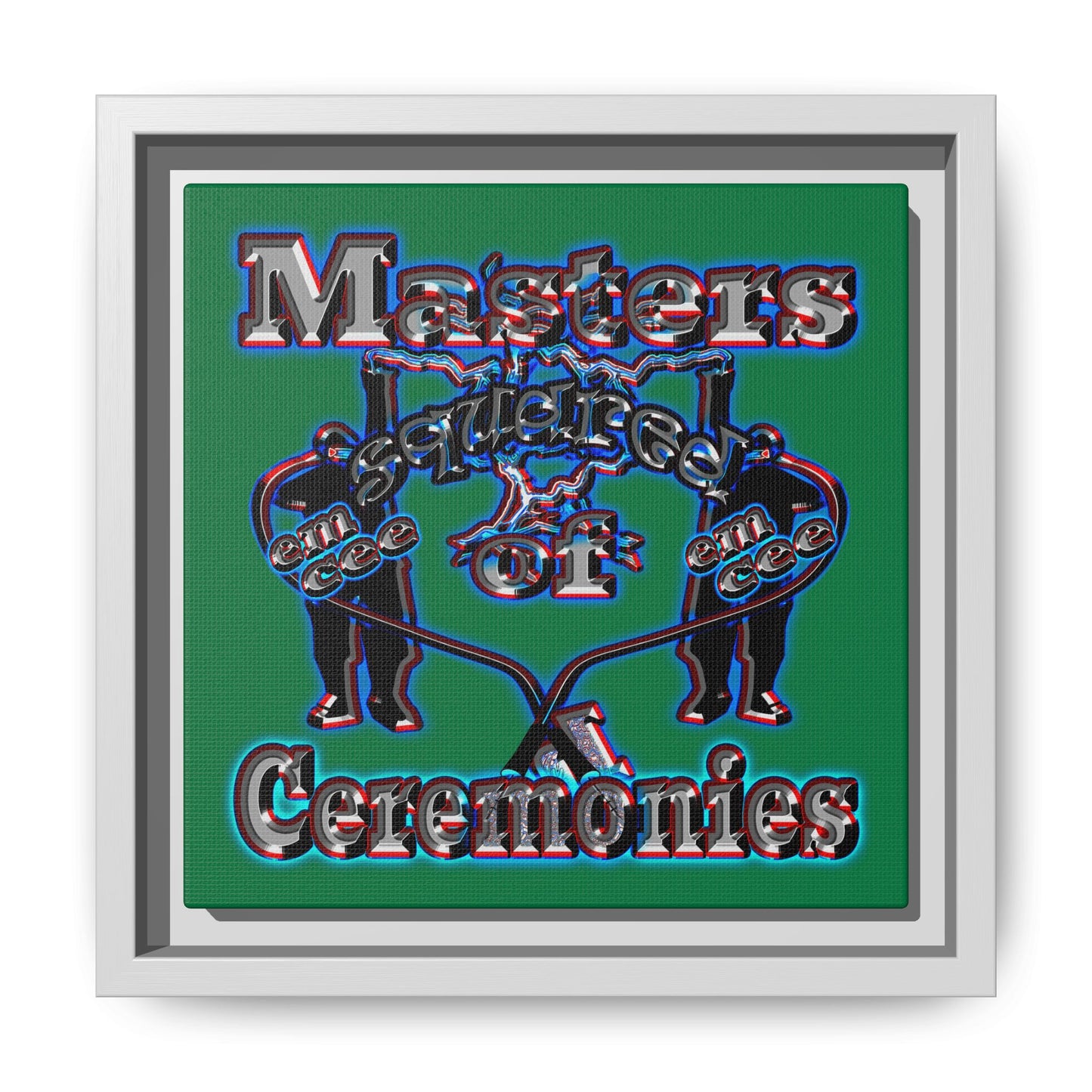 em cee squared - framed canvas art (dark green)