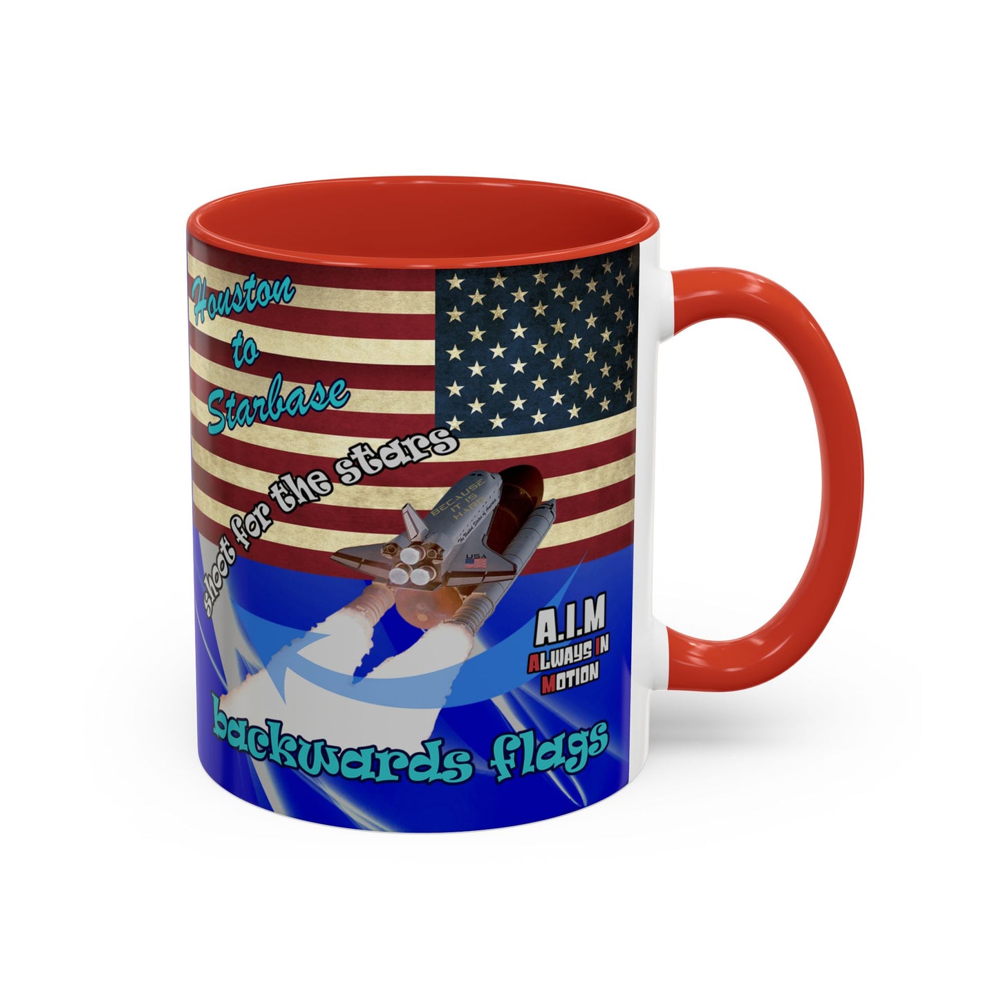 shoot for the stars - Accent Mug (blue-white wave)