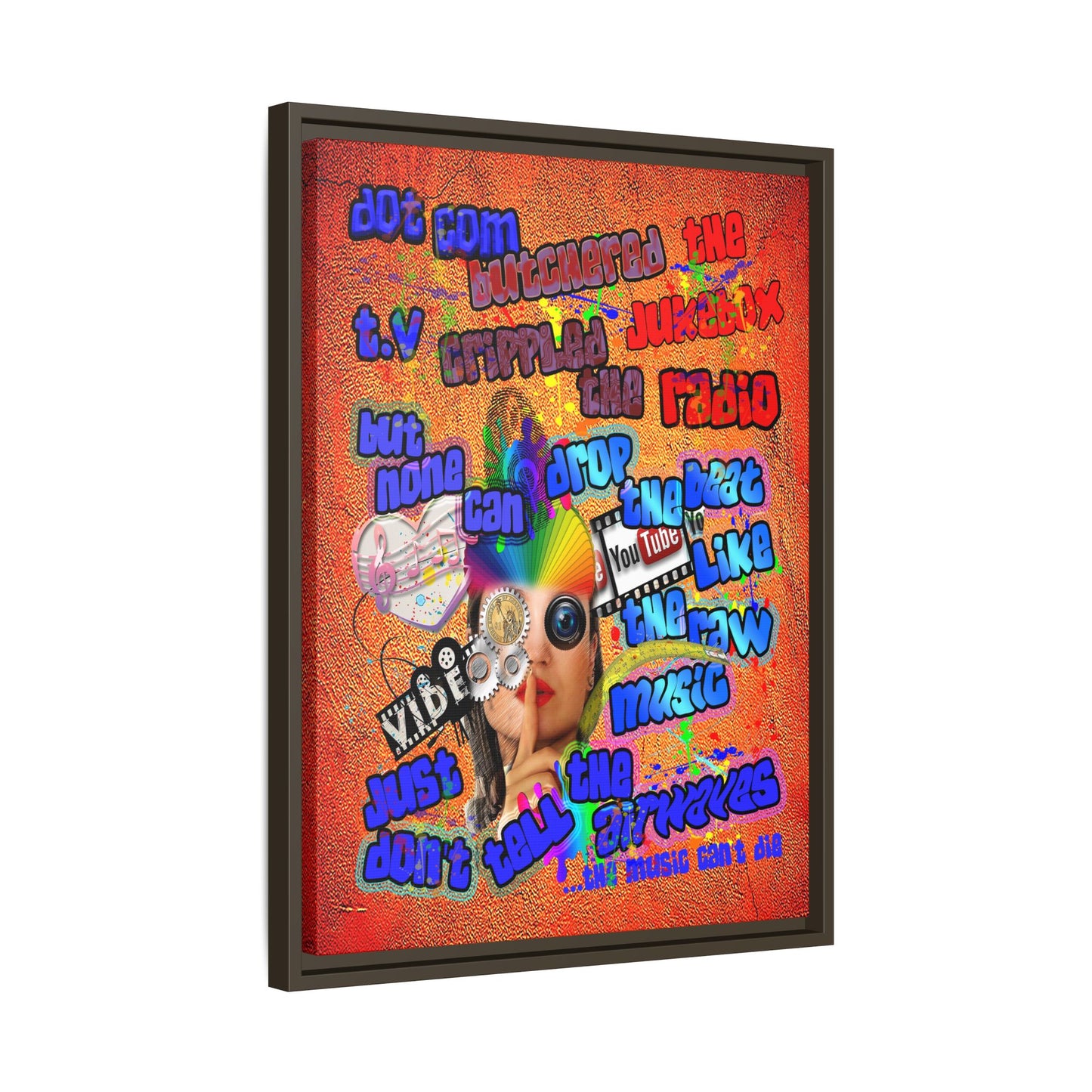 drop the beat - framed canvas art (burnt orange)