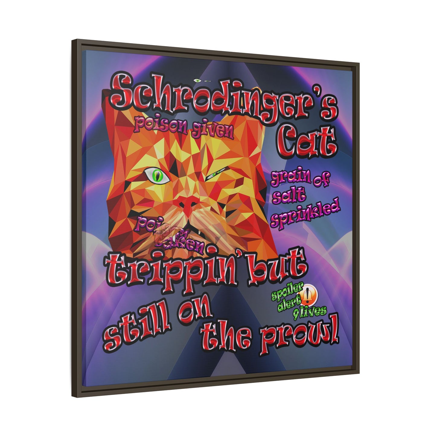 schrodinger's cat - framed canvas art (grey-pink wave)