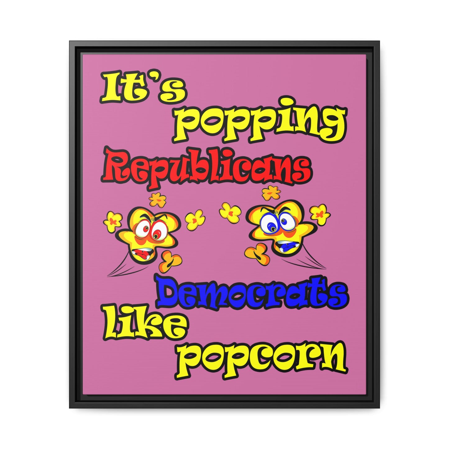 popping like popcorn - framed canvas art (light pink)
