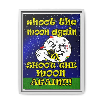 shoot the moon again - framed canvas art ('snoops' background)