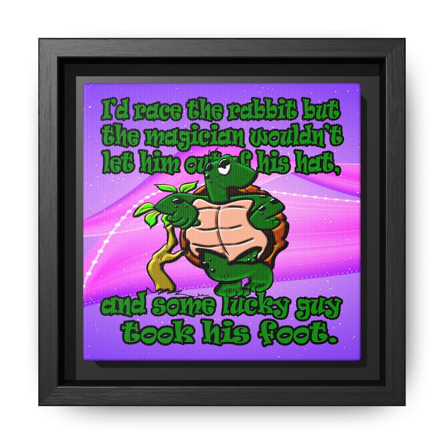 turtle race - framed canvas art (purple-pink wave)