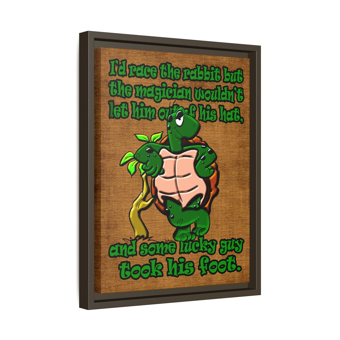 turtle race - framed canvas art (brown papyrus)
