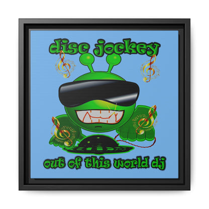 disc jockey - framed canvas art (light blue)