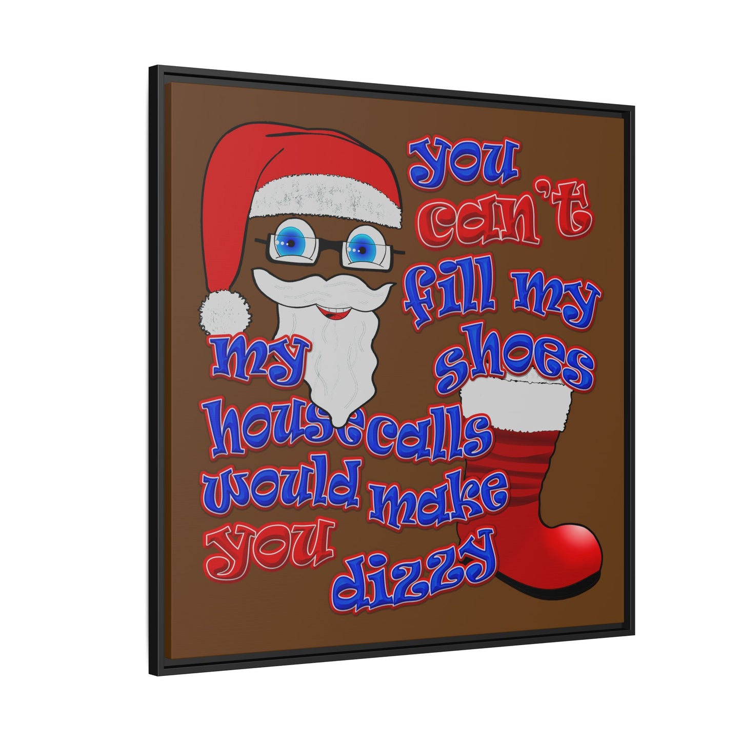 santa's shoes - framed canvas art (brown)