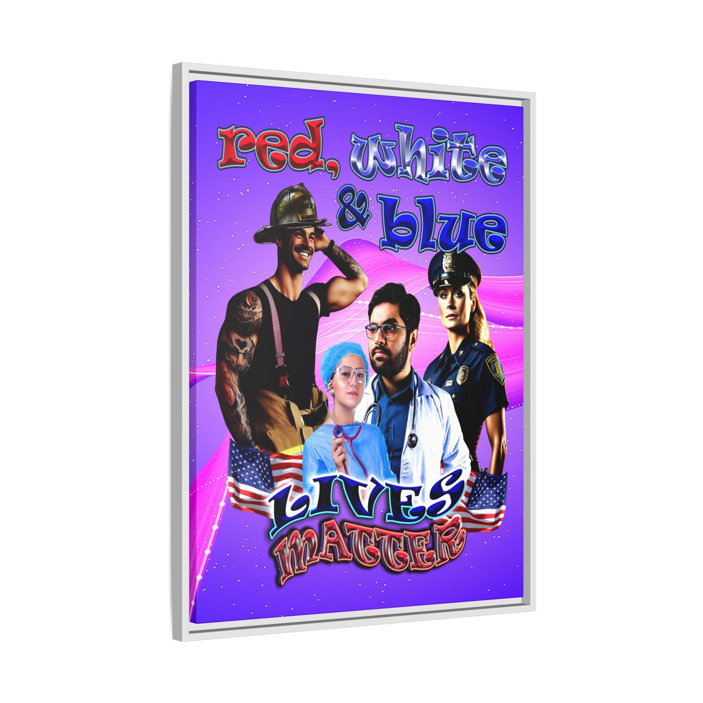 rw&b lives matter - framed canvas art (purple-pink wave)