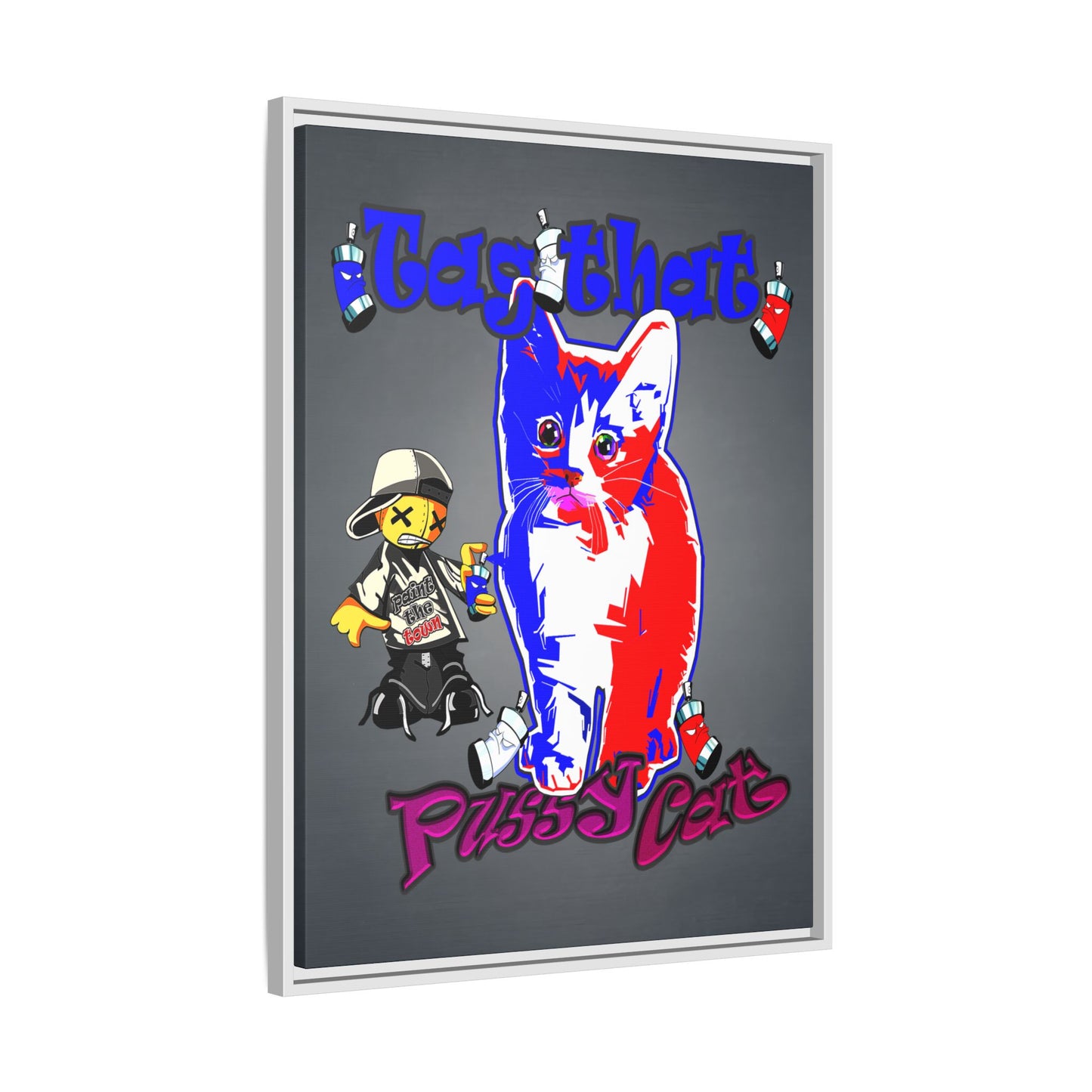 tag that - framed canvas art (grey-light grey)