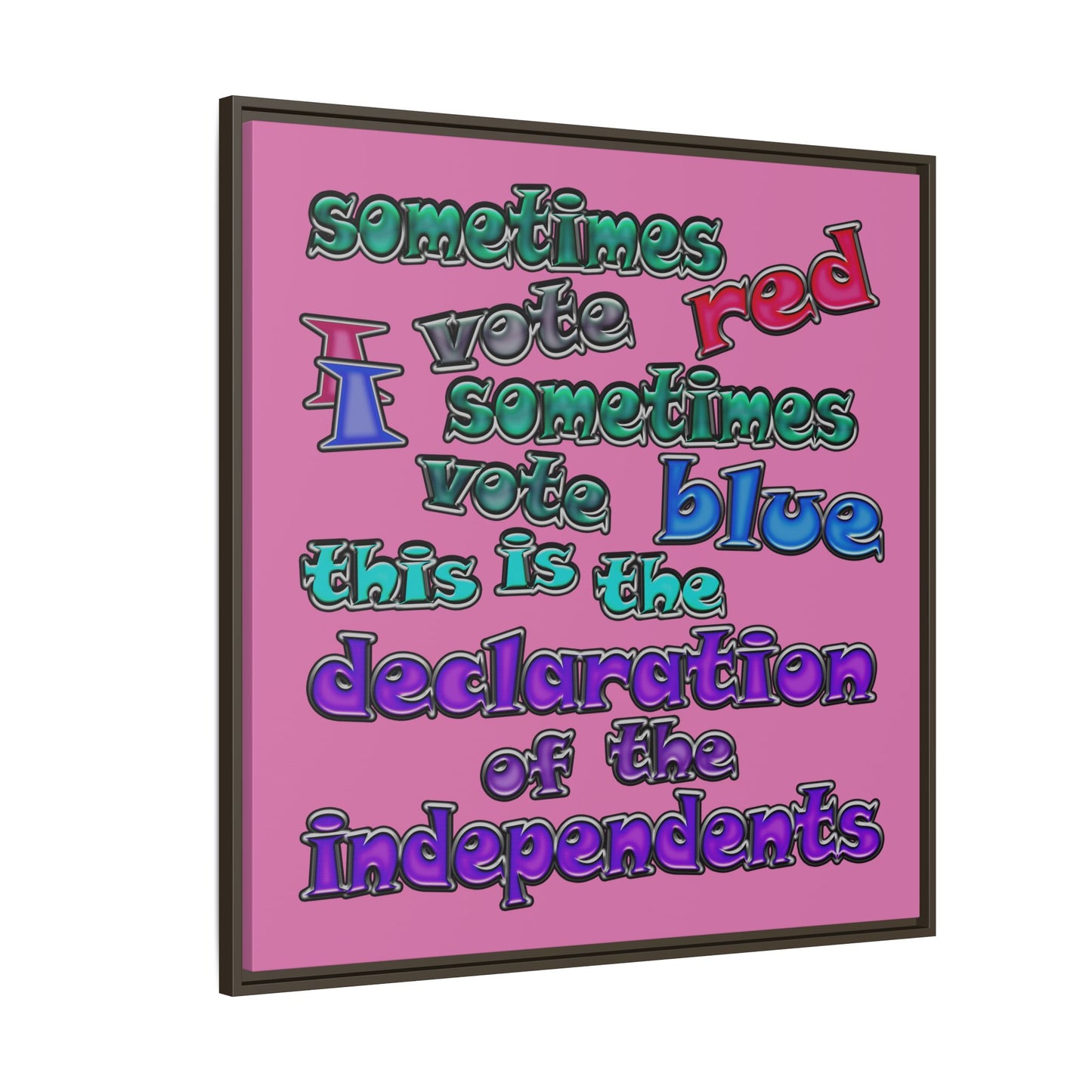 declaration of the independents - framed canvas art (light pink)