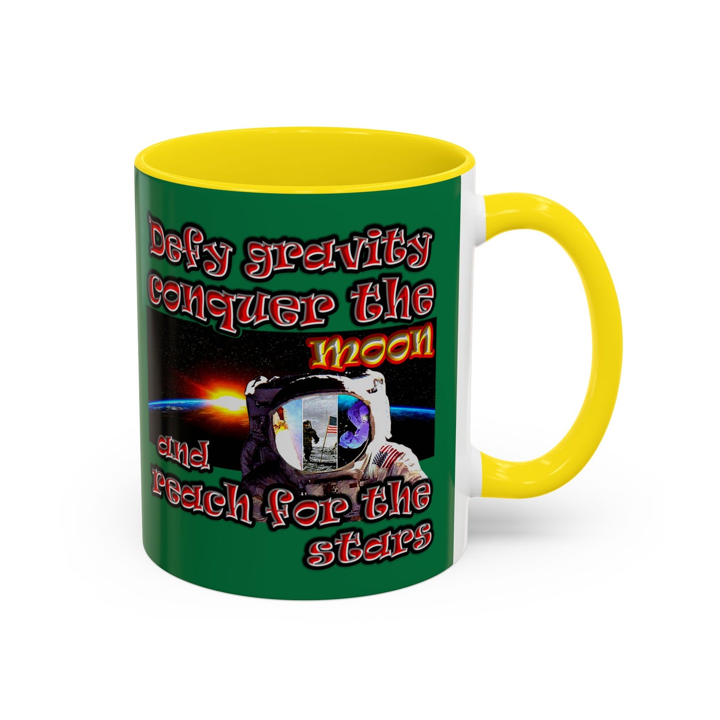 defy conquer reach - Accent Mug (dark green)