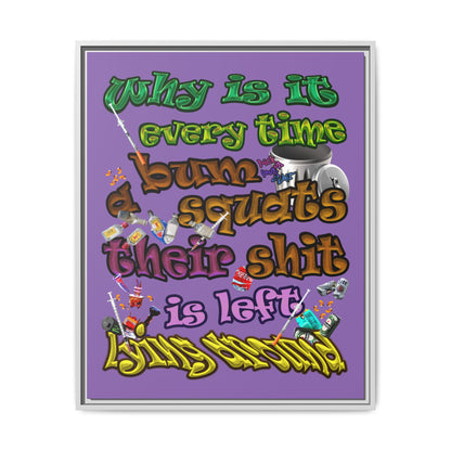 the bum's shit - framed canvas art (light purple)