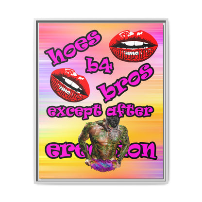 hoes b4 bros - framed canvas art (color blur)