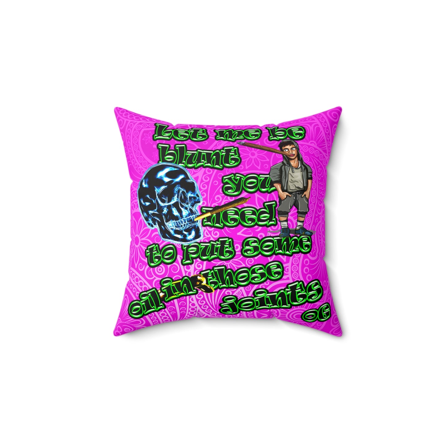 og - Faux Suede Square Pillow - (pink swirl)