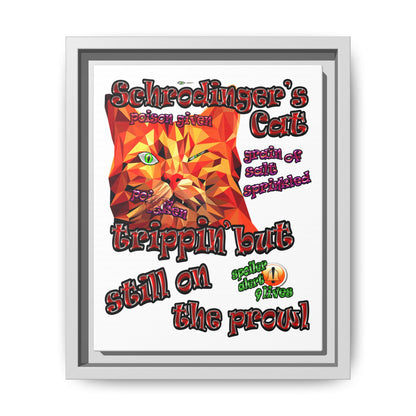 schrodinger's cat - framed canvas art (white)