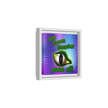 green monster - framed canvas art (purple wave)