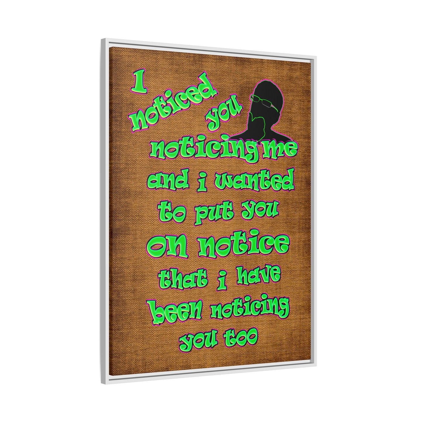 noticed you noticing - framed canvas art (brown papyrus)