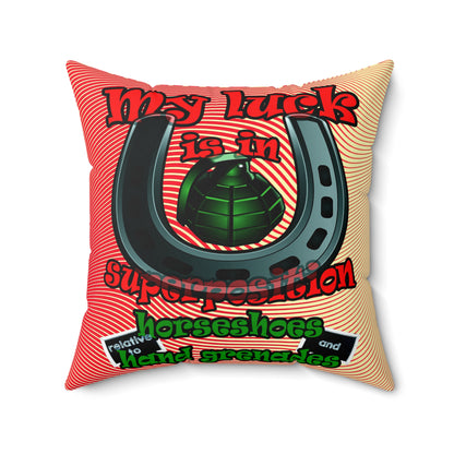my luck - Spun Polyester Square Pillow - (yellow-orange wave)