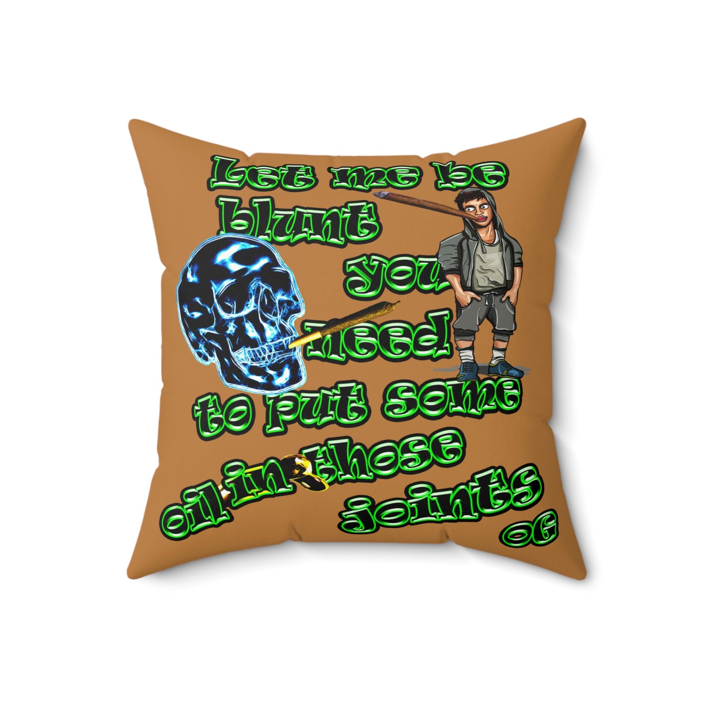 og - Faux Suede Square Pillow - (light brown)