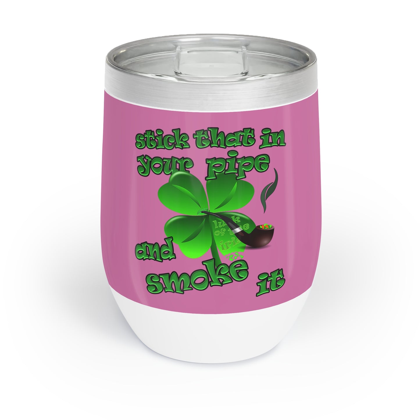 celtics logo - Chill Wine Tumbler (light pink)