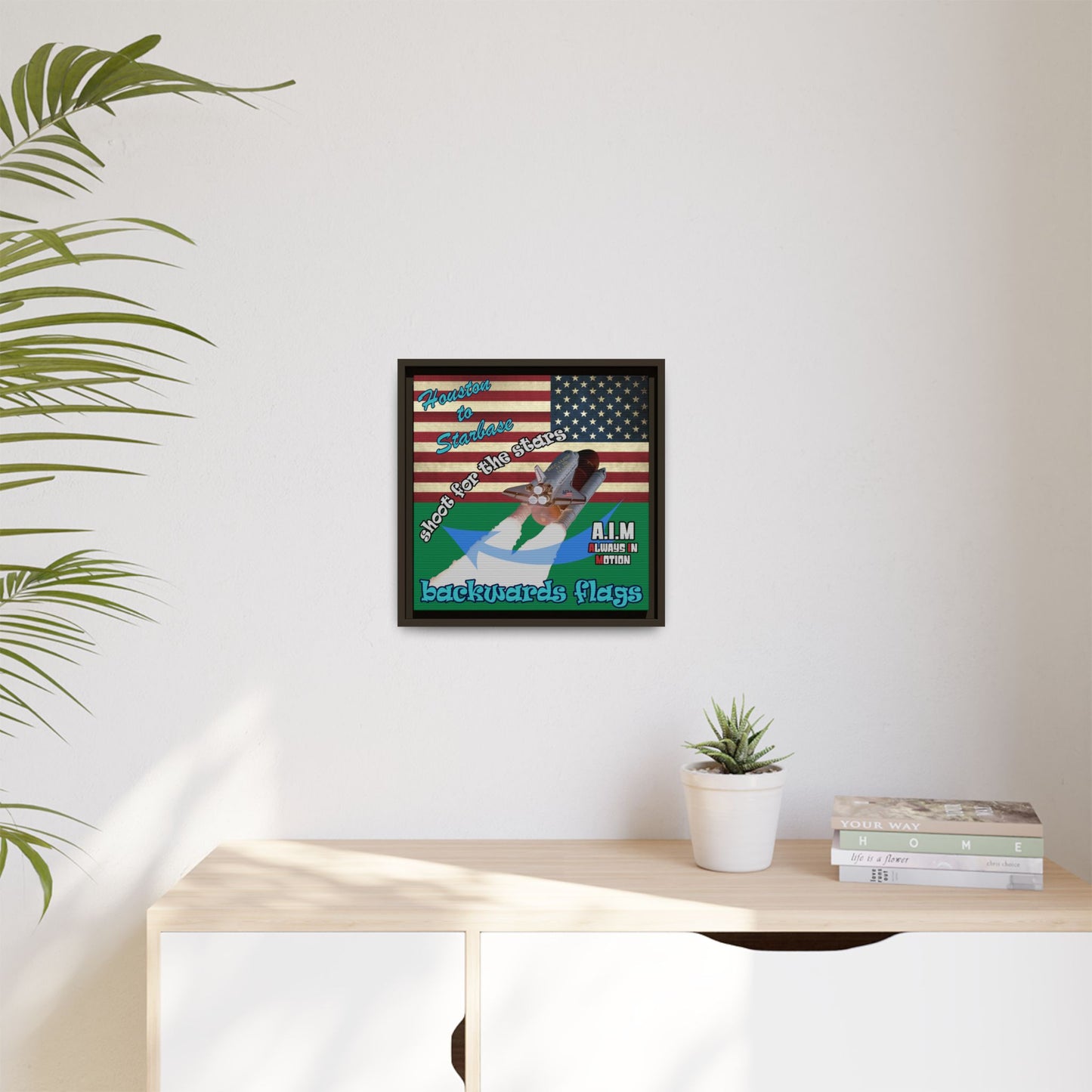 shoot for the stars - framed canvas art (dark green)