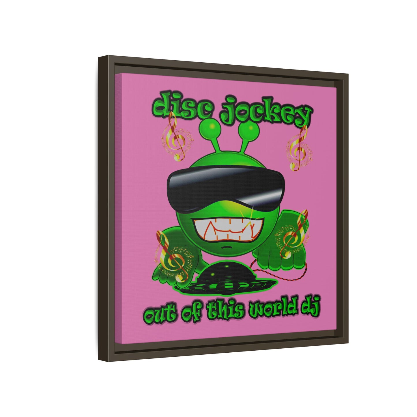 disc jockey - framed canvas art (light pink)