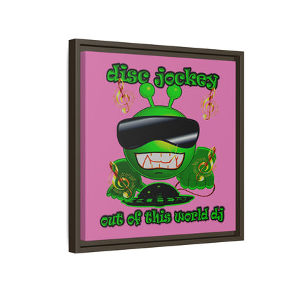 disc jockey - framed canvas art (light pink)