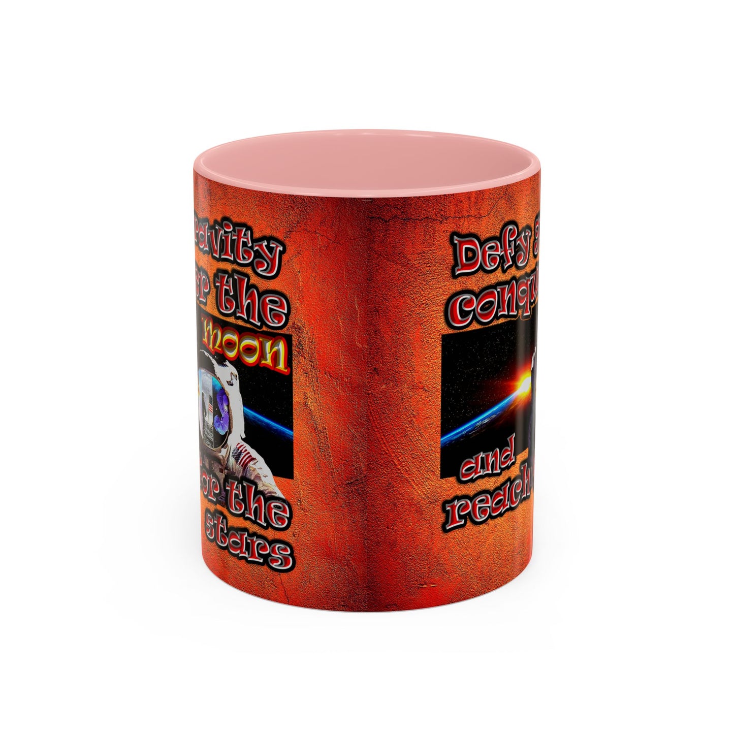 defy conquer reach - Accent Mug (burnt orange)