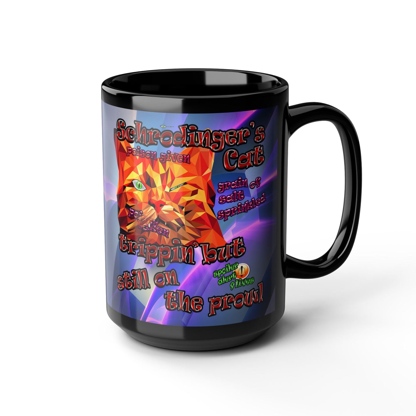 schrodinger's cat - Black Mug (grey-pink wave)