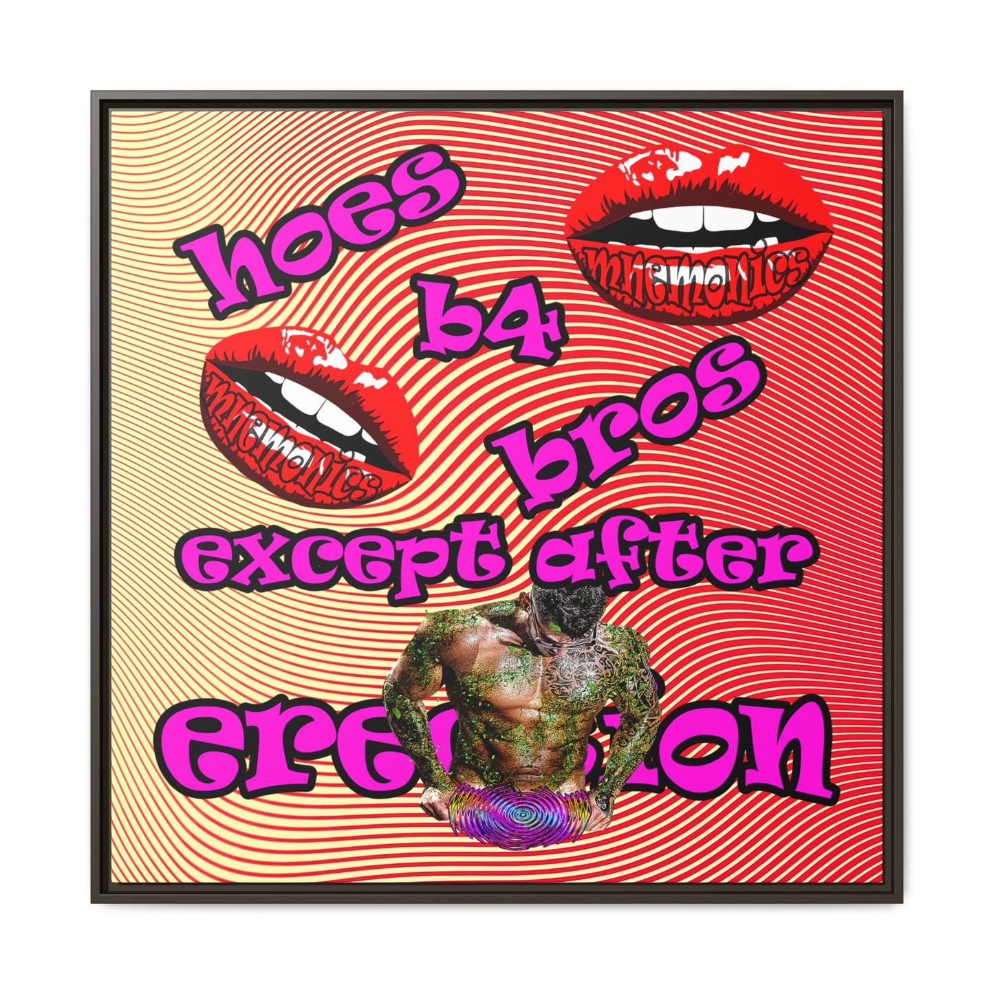 hoes b4 bros - framed canvas art (yellow-orange wave)