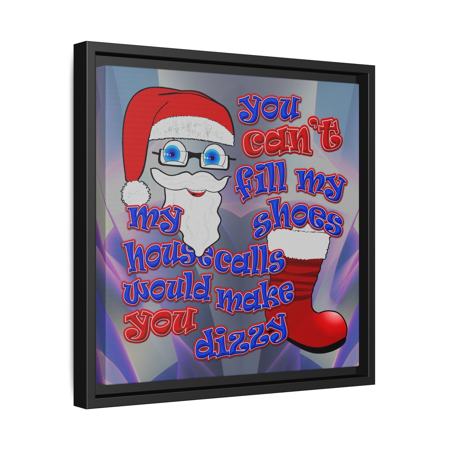 santa's shoes - framed canvas art (grey-pink wave)