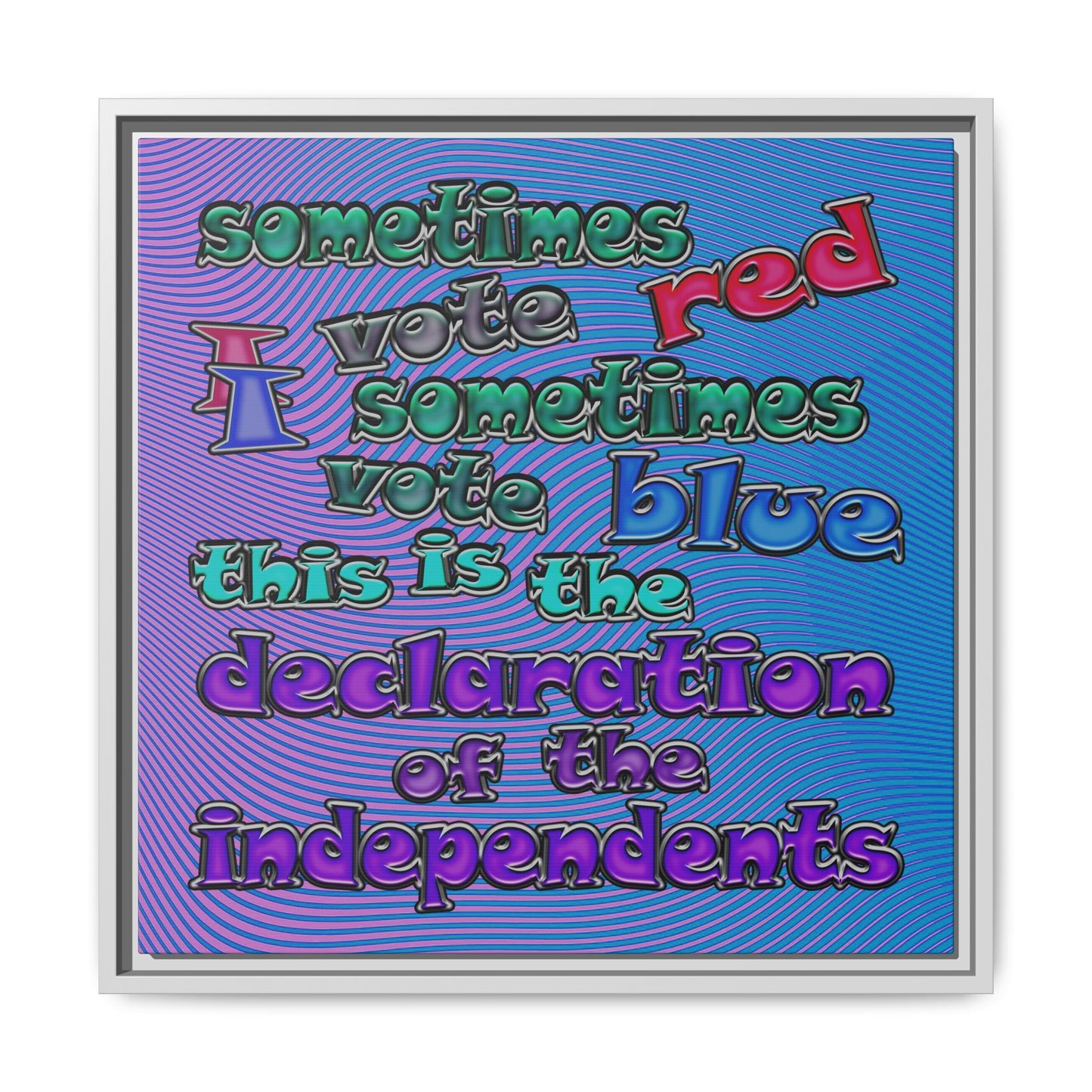 declaration of the independents - framed canvas art (light blue-purple wave)