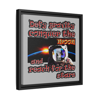 defy conquer reach - framed canvas art (light grey)