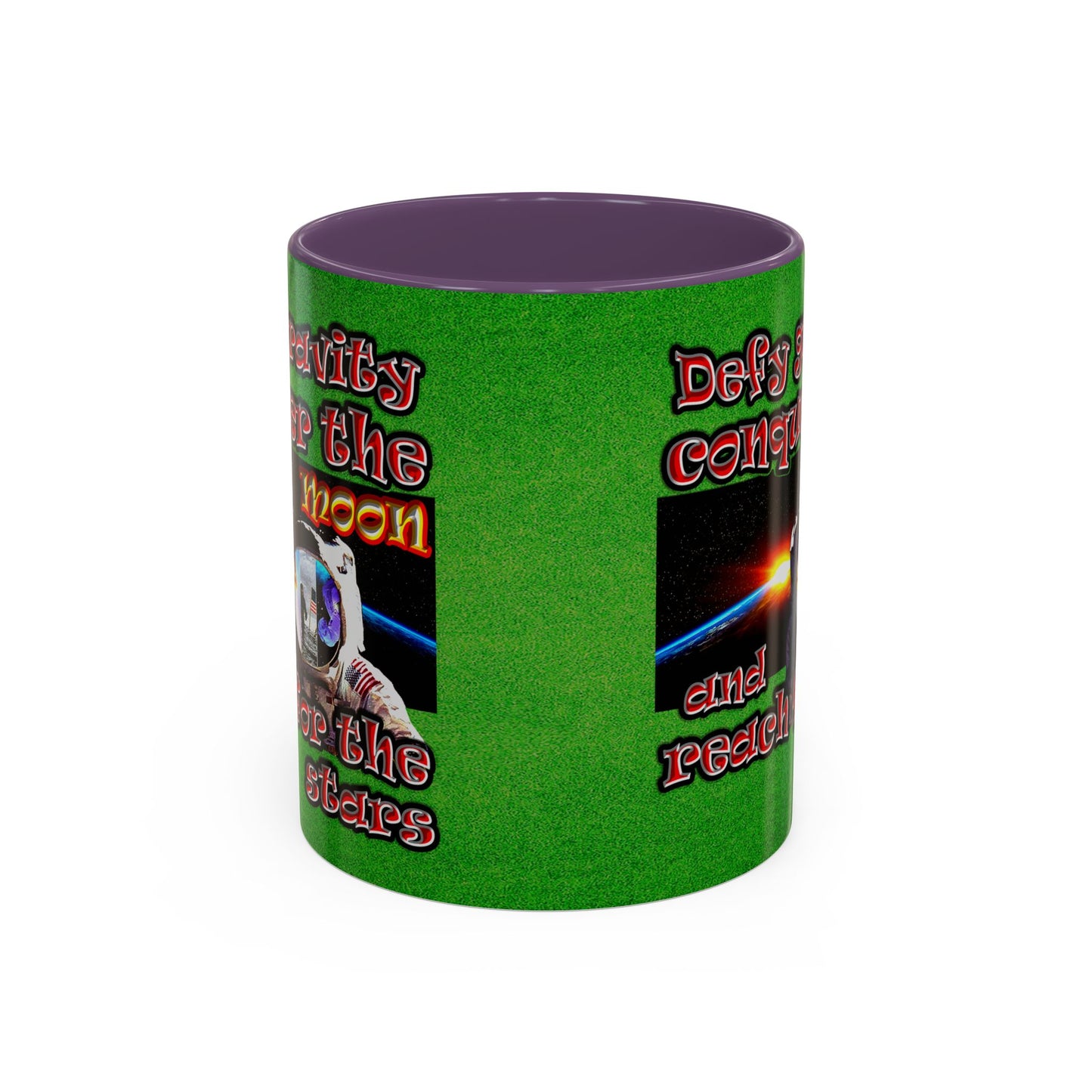 defy conquer reach - Accent Mug (green turf)