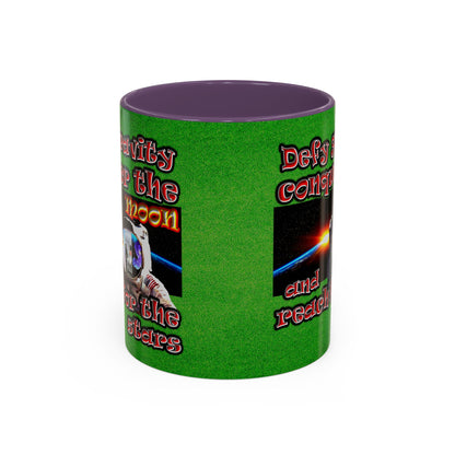 defy conquer reach - Accent Mug (green turf)