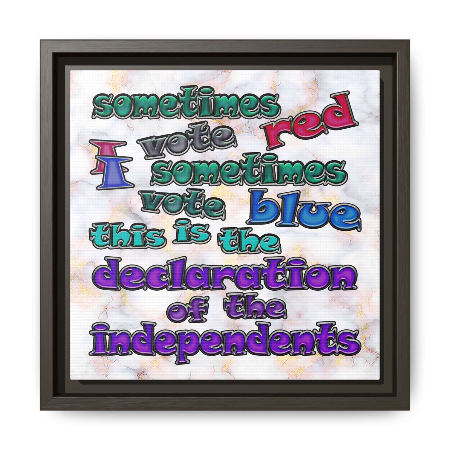 declaration of the independents - framed canvas art (white marble)