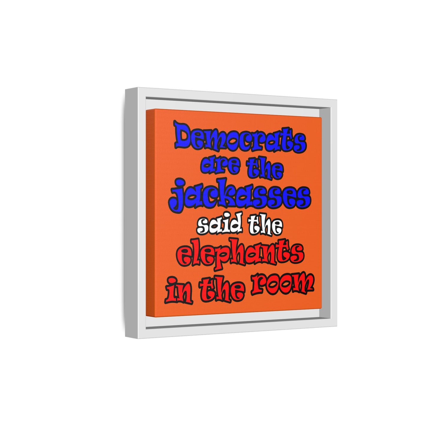 donkeys and elephants - framed canvas art (orange)
